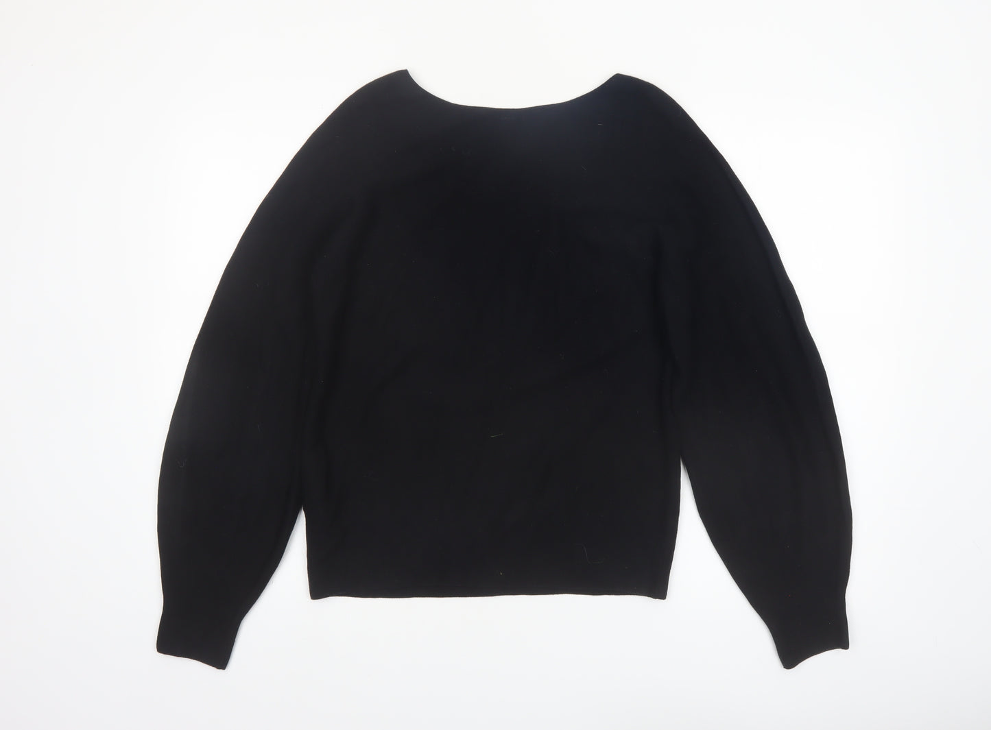 Uniqlo Women Black Cotton Boat Neck Long Sleeve Jumper Size S