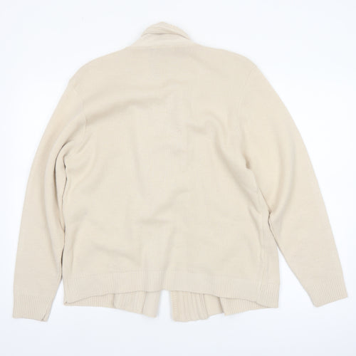 Mia Moda Women’s Beige Knit Acrylic Cardigan M Long Sleeve Open Front