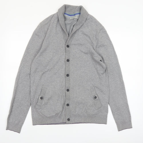 Ted Baker Men's Grey Cotton Blend Shawl Collar Cardigan Size M