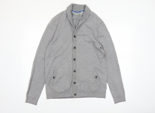 Ted Baker Men's Grey Cotton Blend Shawl Collar Cardigan Size M