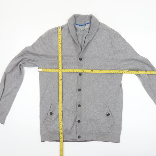Ted Baker Men's Grey Cotton Blend Shawl Collar Cardigan Size M