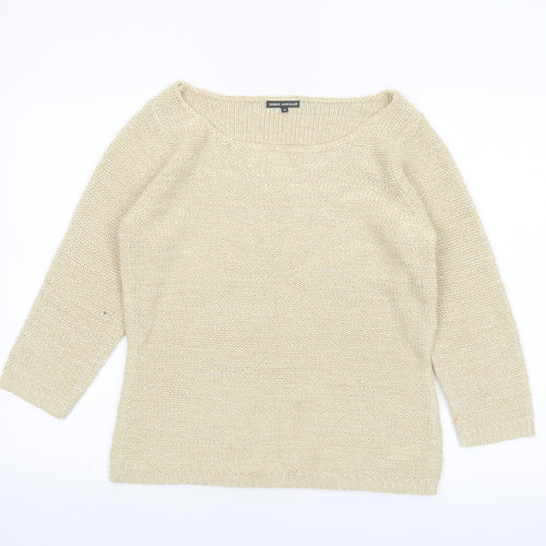 Debbie Morgan Womens Beige Knit Jumper Size M Boat Neck 3/4 Sleeve