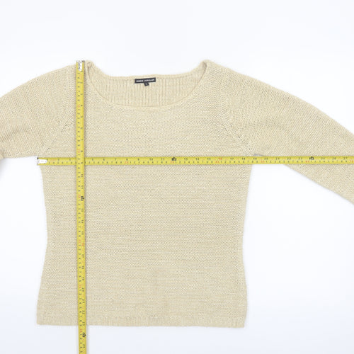 Debbie Morgan Womens Beige Knit Jumper Size M Boat Neck 3/4 Sleeve