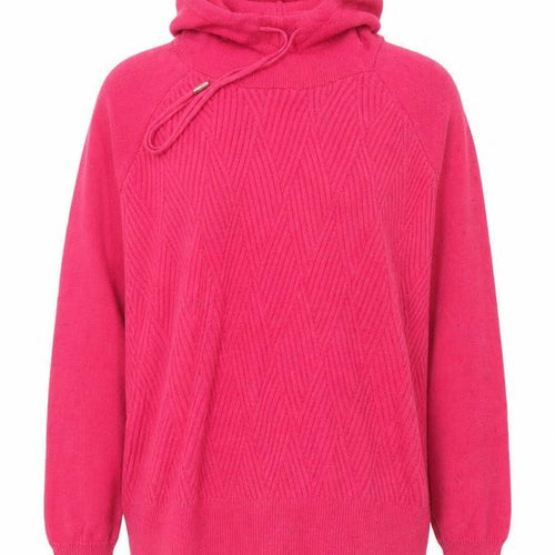 Next Women Pink Hooded Knitted Jumper Size L Viscose Blend