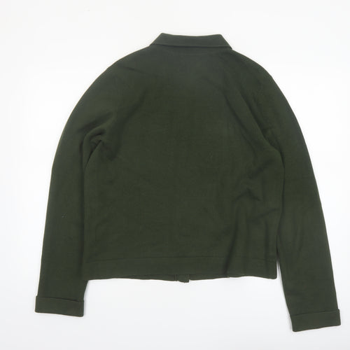 Lands' End Women's Green Cotton Collared Cardigan Size 12