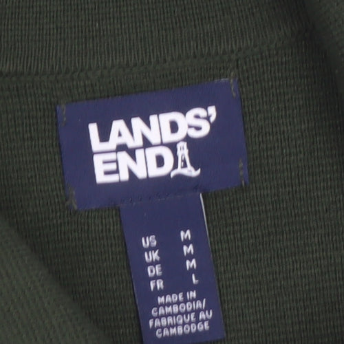 Lands' End Women's Green Cotton Collared Cardigan Size 12