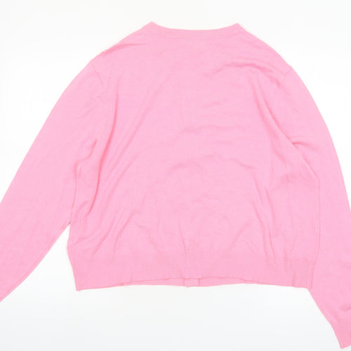 Marks and Spencer Women’s Pink Cardigan Size 18 Crew Neck Knit