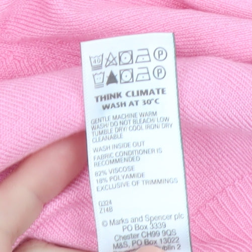 Marks and Spencer Women’s Pink Cardigan Size 18 Crew Neck Knit