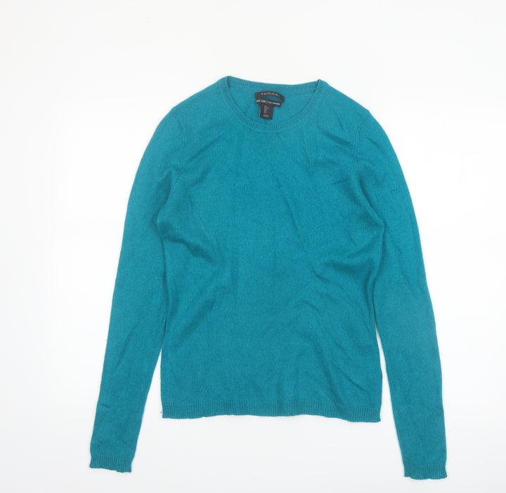 Tahari Women's Blue 100% Cashmere Crew Neck Jumper Size L