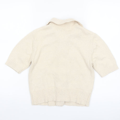 Marks and Spencer Women's Beige Collared Button Cardigan XS