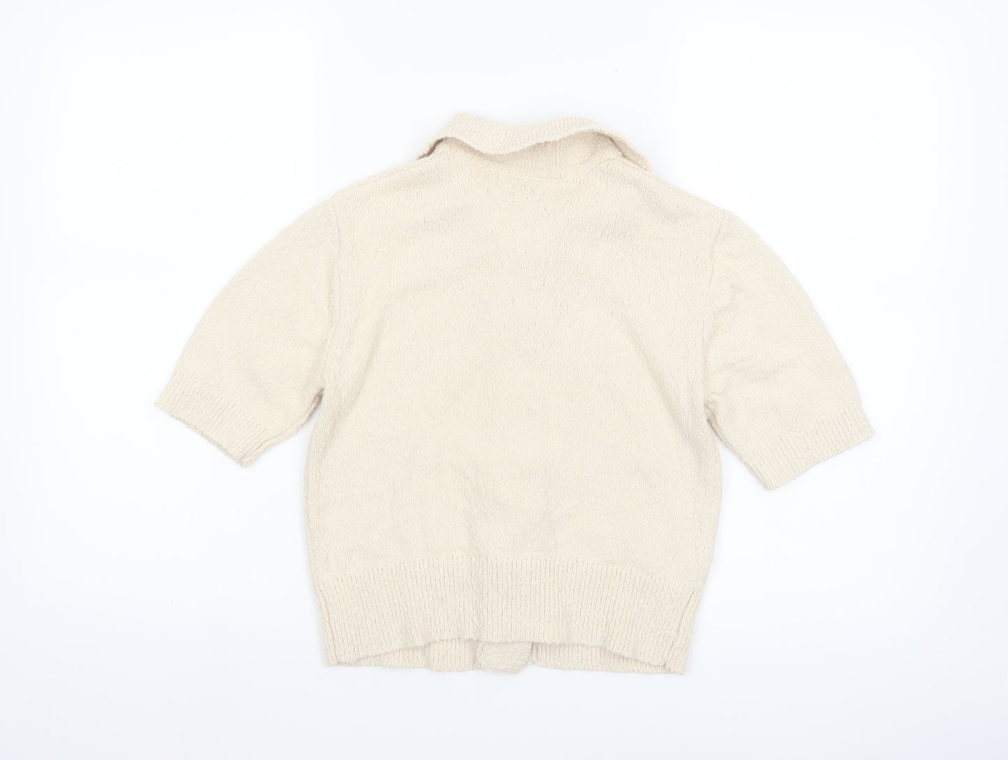 Marks and Spencer Women's Beige Collared Button Cardigan XS
