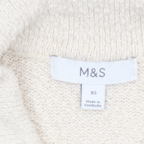 Marks and Spencer Women's Beige Collared Button Cardigan XS