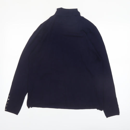 M&Co Women Navy Roll Neck Long Sleeve Jumper Size 16 Viscose Blend