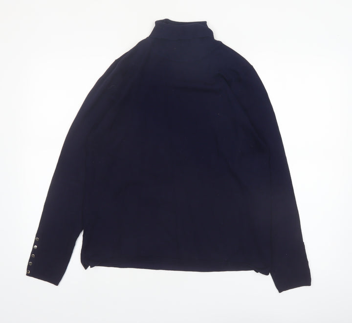 M&Co Women Navy Roll Neck Long Sleeve Jumper Size 16 Viscose Blend