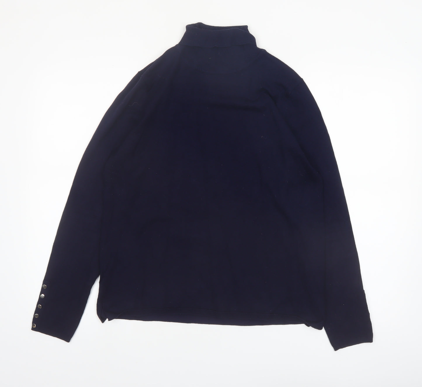 M&Co Women Navy Roll Neck Long Sleeve Jumper Size 16 Viscose Blend