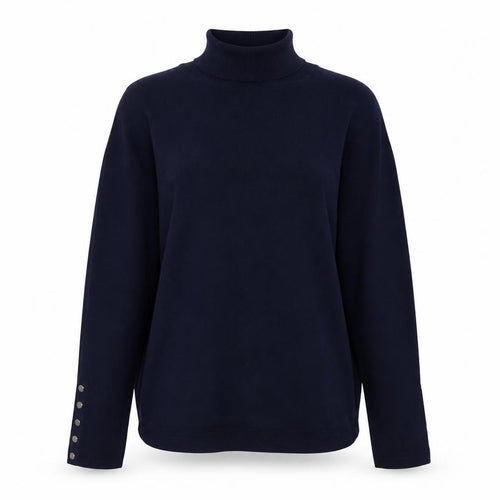 M&Co Women Navy Roll Neck Long Sleeve Jumper Size 16 Viscose Blend
