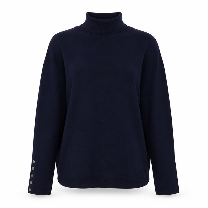 M&Co Women Navy Roll Neck Long Sleeve Jumper Size 16 Viscose Blend