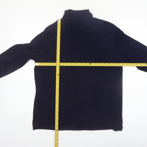 M&Co Women Navy Roll Neck Long Sleeve Jumper Size 16 Viscose Blend