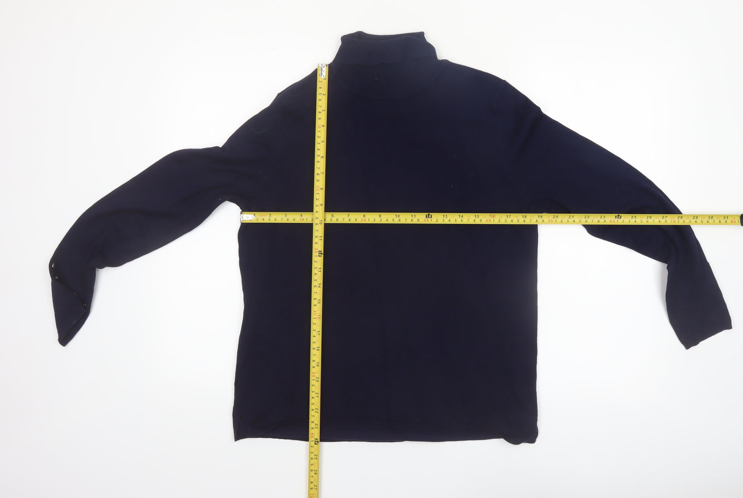M&Co Women Navy Roll Neck Long Sleeve Jumper Size 16 Viscose Blend
