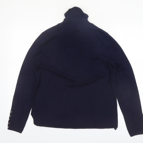 M&Co Women Navy Roll Neck Long Sleeve Jumper Size 16 Viscose Blend