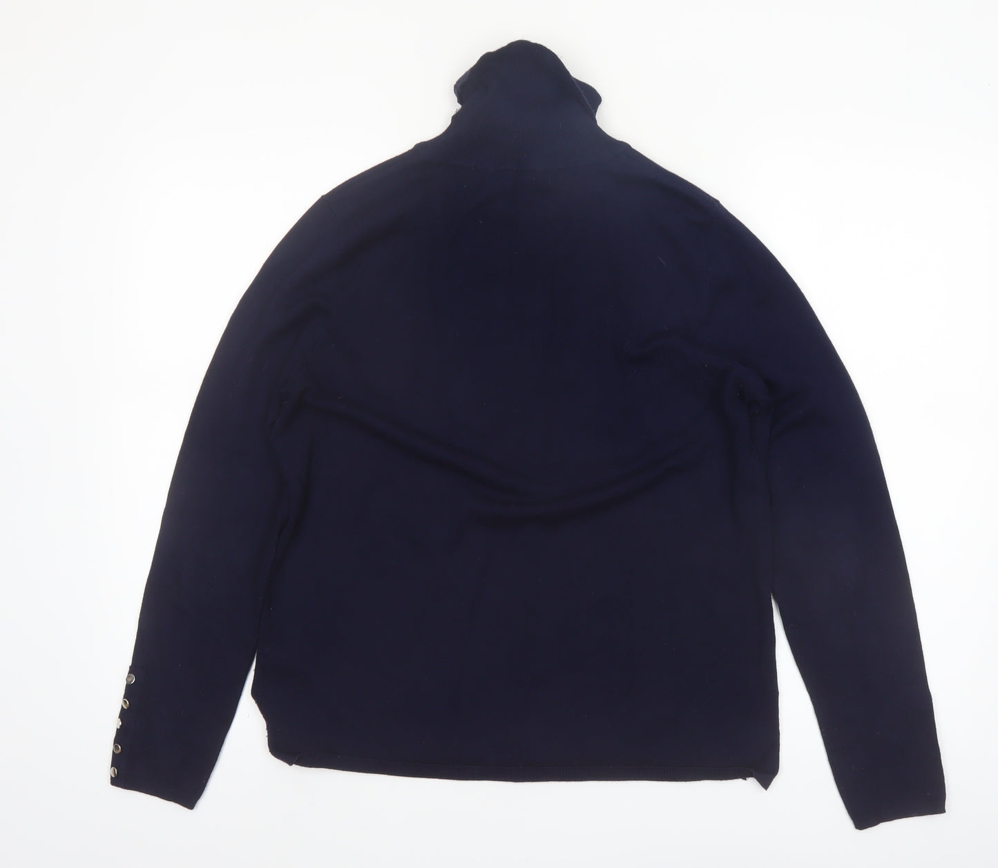 M&Co Women Navy Roll Neck Long Sleeve Jumper Size 16 Viscose Blend