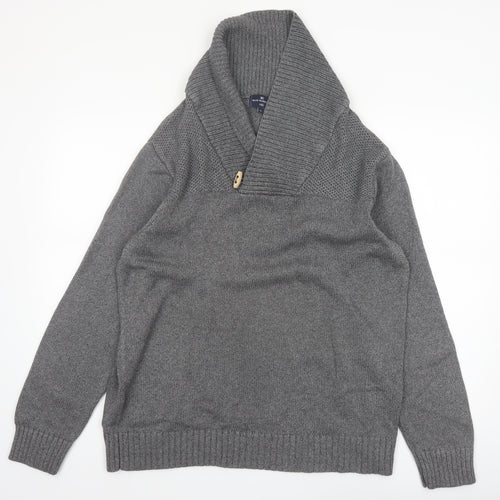 Marks and Spencer Blue Harbour Mens Grey XL Shawl Neck Jumper