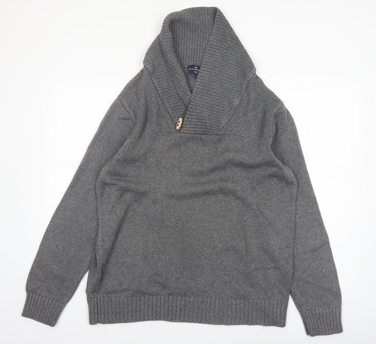 Marks and Spencer Blue Harbour Mens Grey XL Shawl Neck Jumper