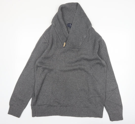 Marks and Spencer Blue Harbour Mens Grey XL Shawl Neck Jumper