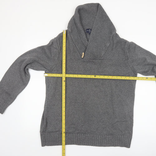 Marks and Spencer Blue Harbour Mens Grey XL Shawl Neck Jumper
