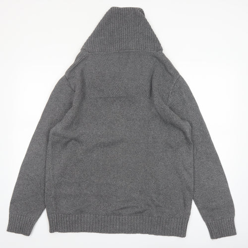 Marks and Spencer Blue Harbour Mens Grey XL Shawl Neck Jumper