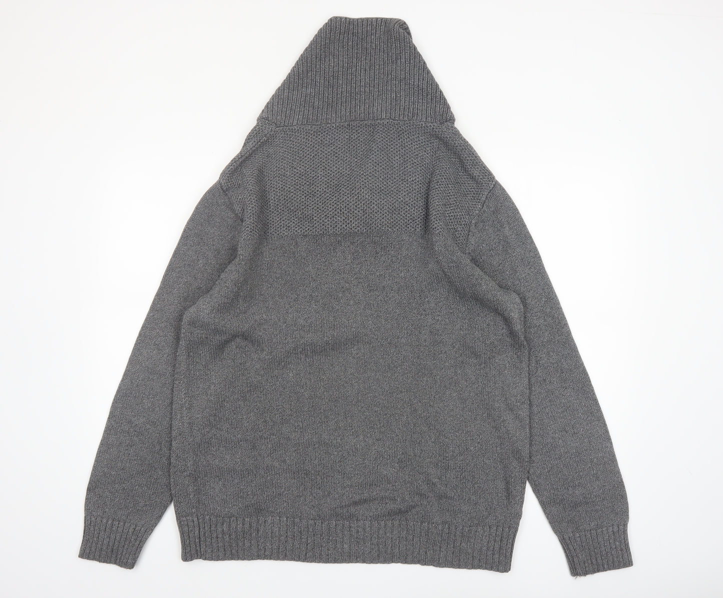 Marks and Spencer Blue Harbour Mens Grey XL Shawl Neck Jumper
