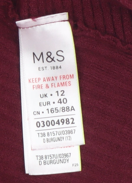 Marks and Spencer Women's Red Size 12 Long Sleeve Knit Open Cardigan