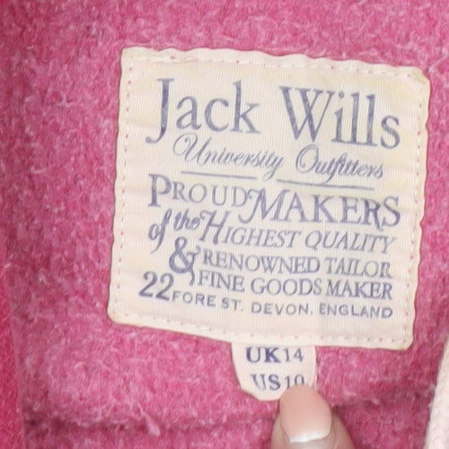 Jack Wills Womens Pink Logo Hoodie UK 14 Cotton Blend Pullover