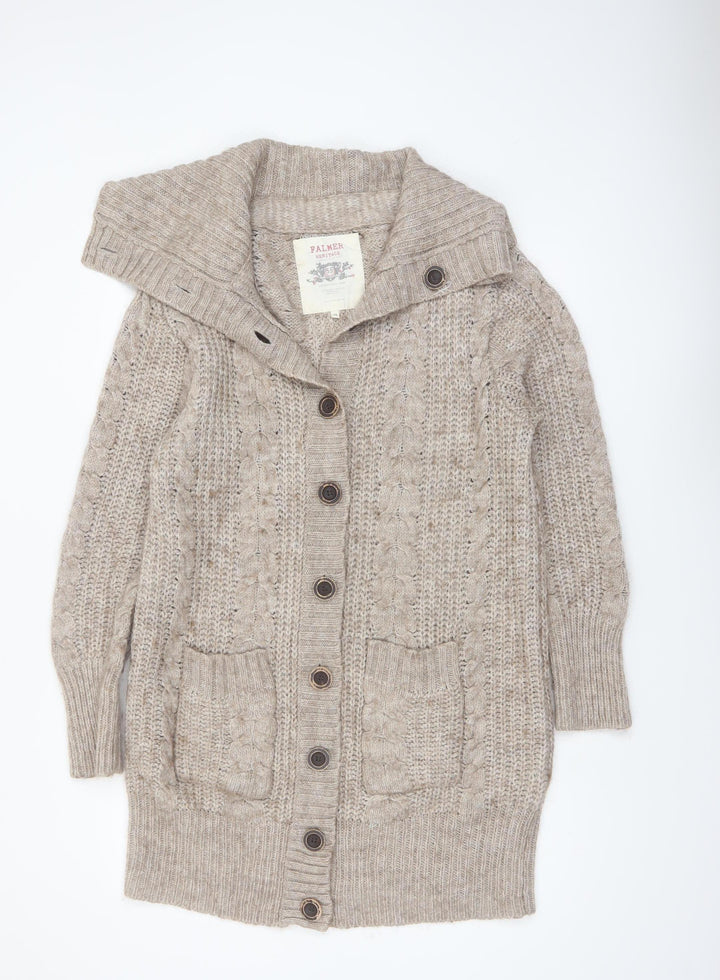 Falmer Heritage Womens Beige Size 14 Cable Knit Cardigan