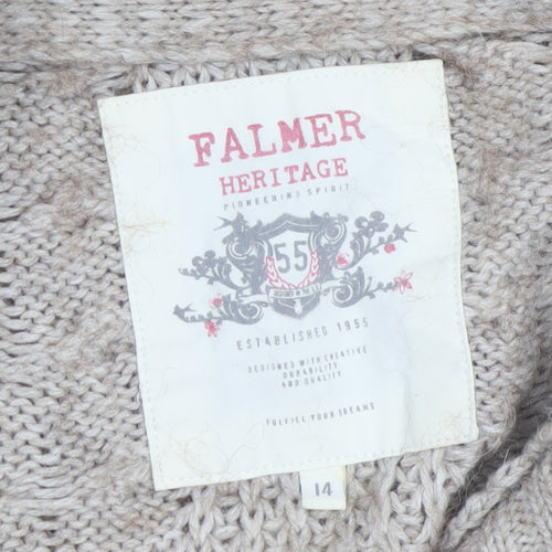 Falmer Heritage Womens Beige Size 14 Cable Knit Cardigan