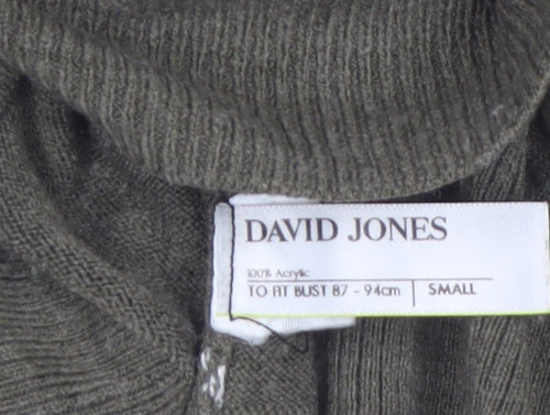 David Jones Women’s Green Roll Neck Knit Jumper Size S Classic Fit