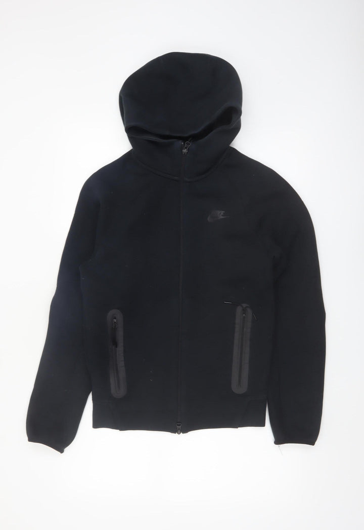 Nike Men's Black XS Full Zip Hoodie with Logo and Pockets