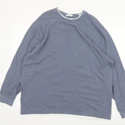Next Men's Blue XL Long Sleeve Cotton Crew Neck Casual Top