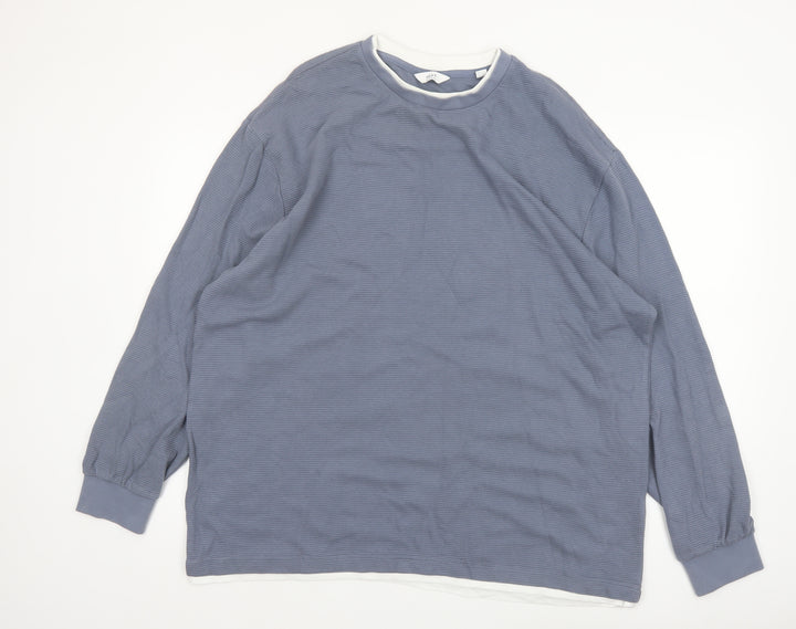 Next Men's Blue XL Long Sleeve Cotton Crew Neck Casual Top