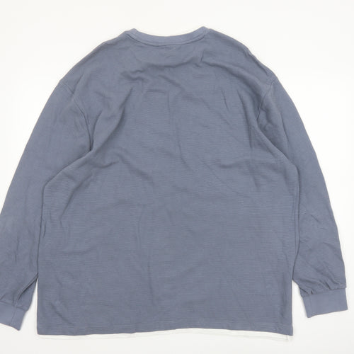 Next Men's Blue XL Long Sleeve Cotton Crew Neck Casual Top
