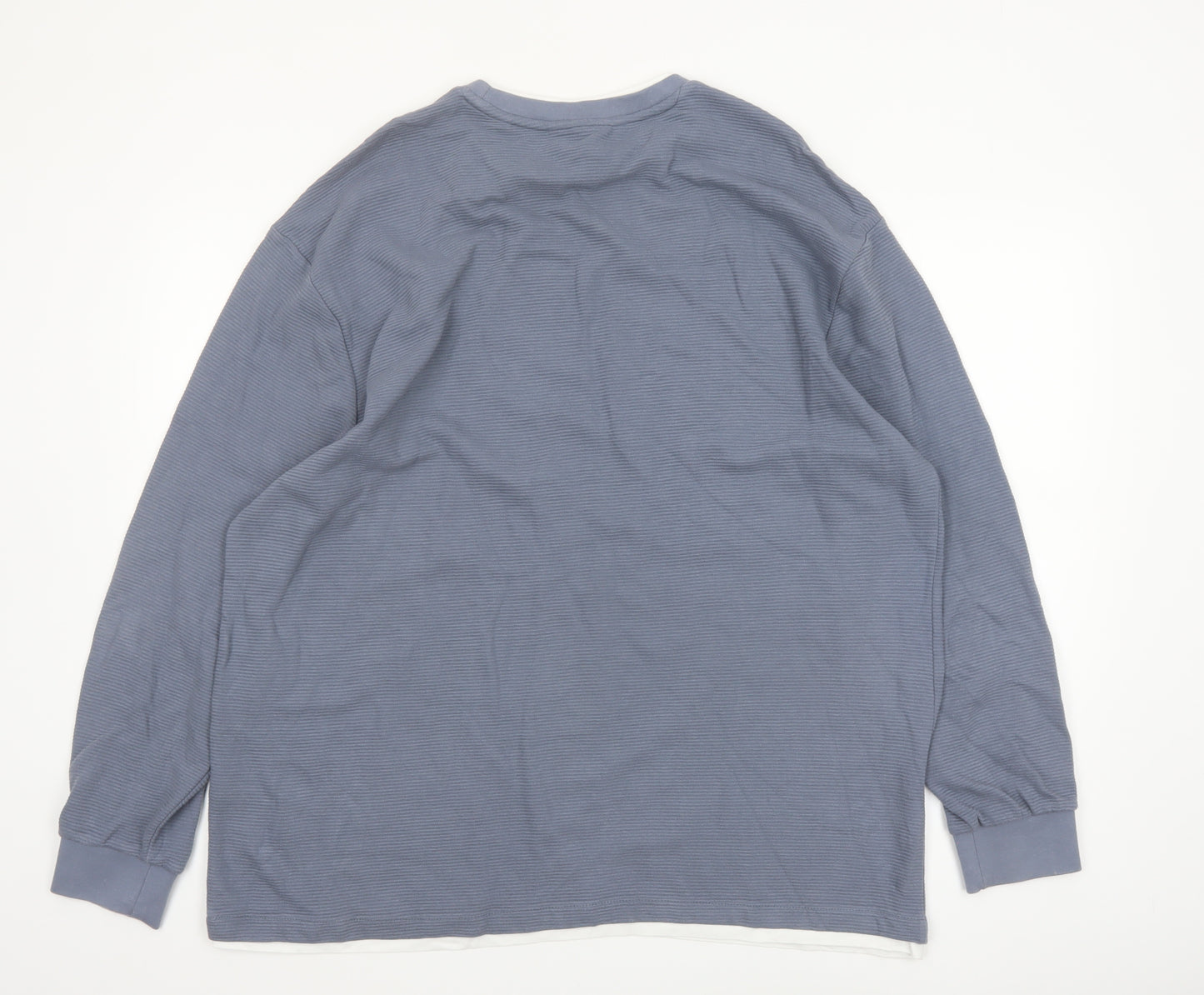 Next Men's Blue XL Long Sleeve Cotton Crew Neck Casual Top