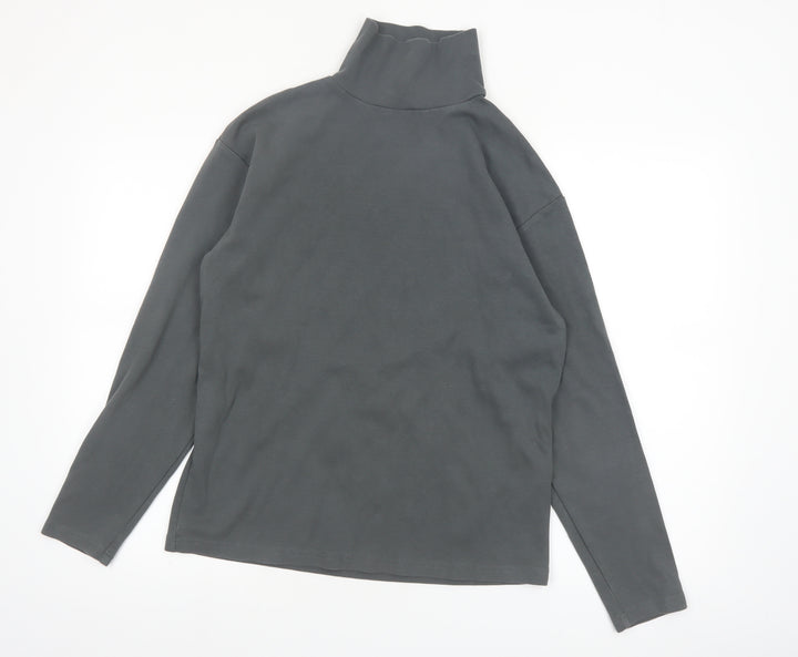 MAAG Men's Grey Roll Neck Long Sleeve Cotton Top Size M