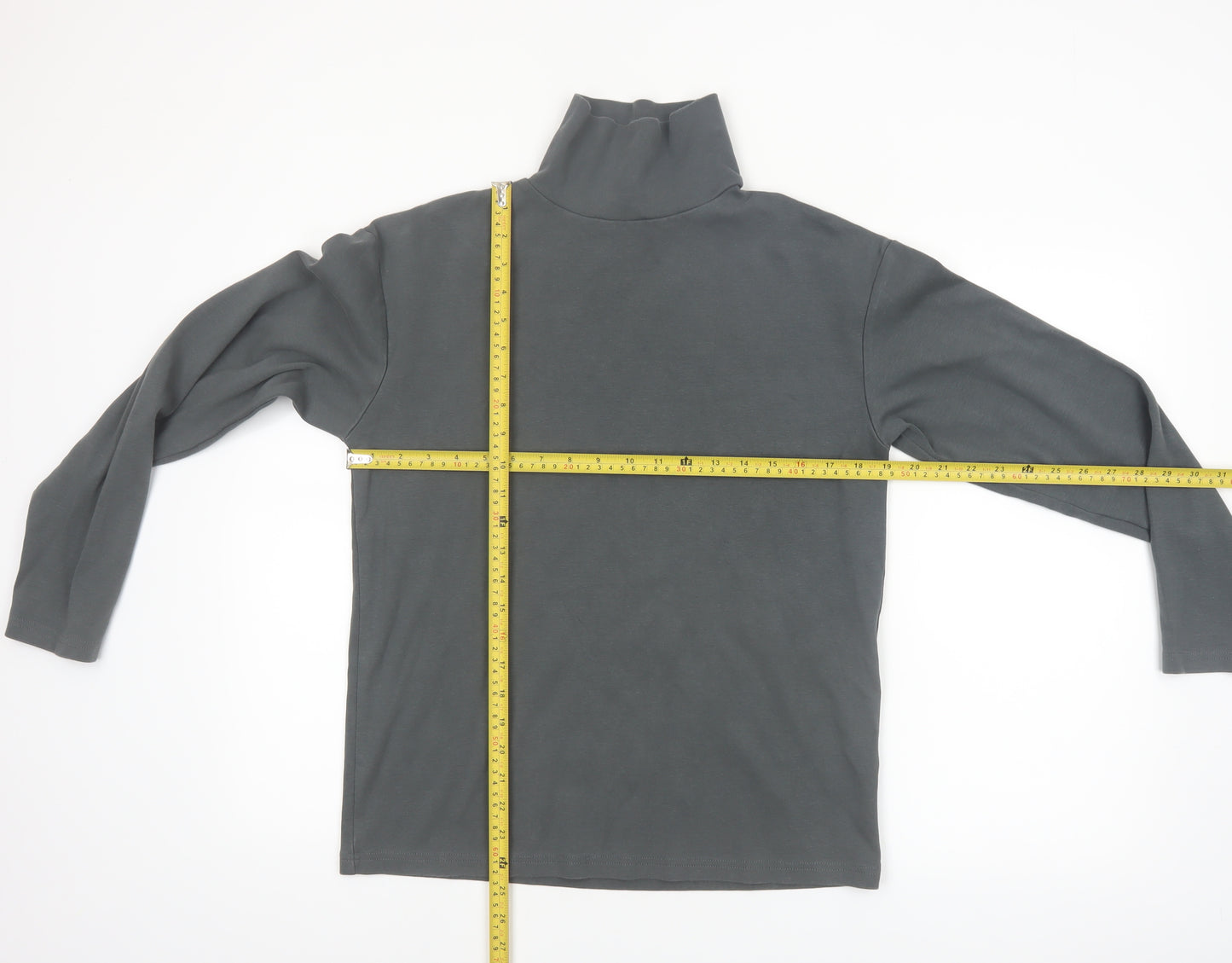 MAAG Men's Grey Roll Neck Long Sleeve Cotton Top Size M