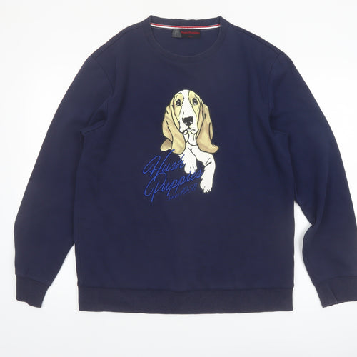 Hush Puppies Men's Blue L Crew Neck Graphic Sweatshirt