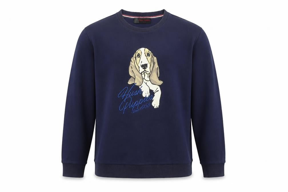 Hush Puppies Men's Blue L Crew Neck Graphic Sweatshirt