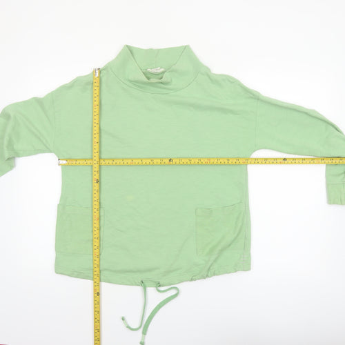 White Stuff Women’s Green Mock Neck Long Sleeve Cotton Top Size 10