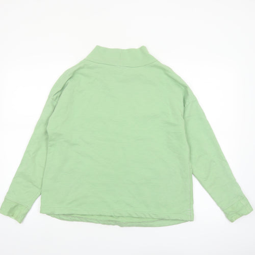 White Stuff Women’s Green Mock Neck Long Sleeve Cotton Top Size 10
