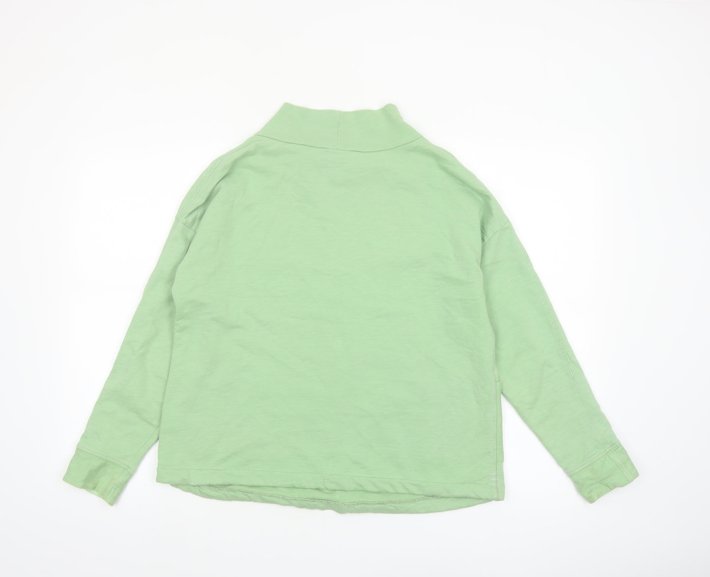 White Stuff Women’s Green Mock Neck Long Sleeve Cotton Top Size 10