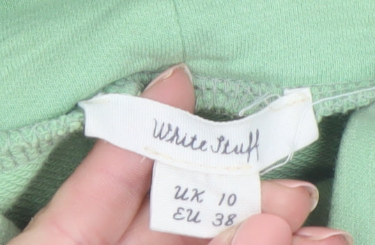 White Stuff Women’s Green Mock Neck Long Sleeve Cotton Top Size 10