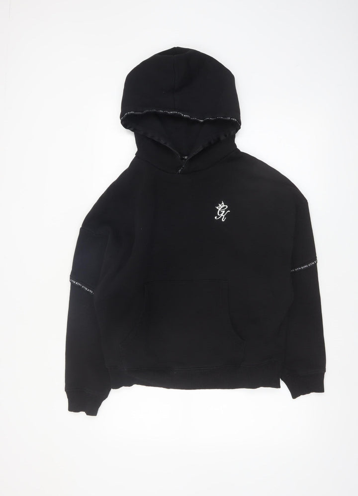 Gym King Womens Black Pullover Hoodie Size 8 Casual Logo Design